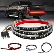 Truck Tailgate Light Strip Bar, LED Single Row Light Strip with Red Running Brake Lights Turn Signal White Reverse Light, for Pickup Trailer Cargo Tailgate Running Flash Lights (60 inch)