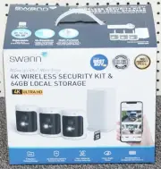 NEW - Swann SWNVK-AS4K650SD3-BB All Secure4K+ 3-Camera Smart Surveillance System