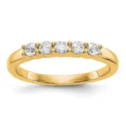 0.30ct. CZ Solid Real 14K Yellow Gold 5-Stone Wedding Band Ring