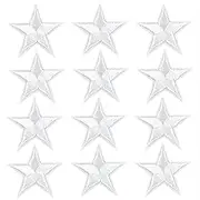 AUEAR, 24 Pack White Star Iron on Patches Embroidered Mini for Clothes Jackets Shoes