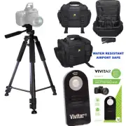 LARGE PADDED CAMERA BAG CASE + 60" PRO TRIPOD + REMOTE FOR NIKON D3400 D5600