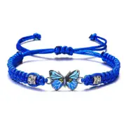 Simple Braided String Bracelet For Women Blue Butterfly Adjustable Girls Gi