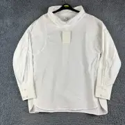 Cos Blouse Top Womens 10 White Boxy Airy Flowy Roll Neck Cotton Blend