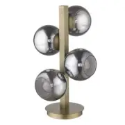 HomeRoots Globe Table Lamp w/ Black Globe Shade 24" 4-Light Dimmable Metal Brass