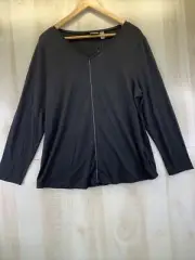 Chico’s 3 Chain Bead Front Black Long Sleeve Top NWT-5035