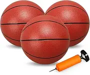 22cm Basketball Bouncy Ball Toy for Kid Toddler, 8 inch Soft Rubber Basketball with Pump for Door Hoop, Floating Ball Toy for Swimming Pool Seaside, Indoor Outdoor Water Games Summer Beach Party