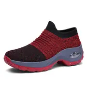 Nevenka Womens Walking Shoes Arch Support Comfort Mesh Non Slip Sneakers-Red