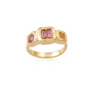 Larissa Sterling Silver Ring with Citrine & Pink Tourmaline - Shiny Finish Jewellery in Australia