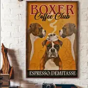 Boxer Coffee Club Espresso Demitasse Dog Drinking Coffee And Tea Puppy Poster