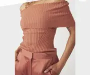 Decjuba Lexi Short Sleeve Rib Knit Top Size L