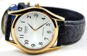 Casio MTP-1094Q-7B2 Mens Analog Watch Leather Band Silver and Gold Quartz New