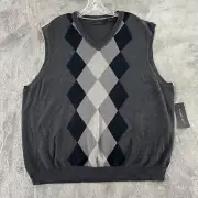 Axist Argyle Sweater Vest Mens XXL Castlerock Gray Cotton Pullover V-Neck NWT