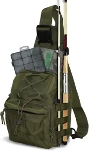 Fishing Bag Fishing Tackle Backpack with Rod Holder Waterproof Gear Sling Bag Fi