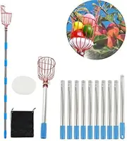 Telescopic Apple Picker with Basket Metal Picking Head, Fruit Catcher Tool for Cherry Gardens