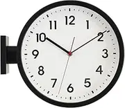BESTIME 66296A Black Frame Double Sided Aluminum Wall Clock.Simple Design,Classic Aluminum Station Clock,Quiet and Elegant Style,Suitable for Home.
