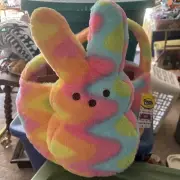 Plush Easter Bunny Peeps Tie Dye Plush Basket Large 15”