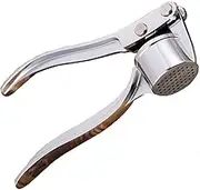 Garlic Press Mashed Garlic Crusher Peeler Chopper Garlic Puree Maker with Cleaning Brush,Zinc Alloy Heavy Soft-Handled Silver (14.5x4)