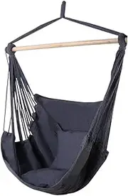 Gardeon Hammock, Single or Double Size Chair Portable Camping Swing Hanging Chairs Hammocks Patio Backyard Porch Outdoor Indoor Furniture, with 2 Cushions Pillows Easy Installation Grey
