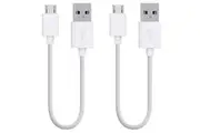 2 Pack 20cm Short Data Transfer Charger Charging Micro USB Cable Cord for Android Phone Device Tablet Bulk White TPE Plastic