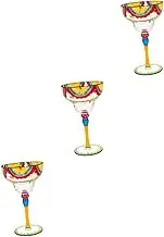 3pcs Stylish Painted Margarita Glassware for Cocktails Margaritas Party Wedding Home Decor