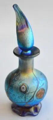 Blue Luster Perfume Bottle With Millifiore Design. By Saul Alcaraz.
