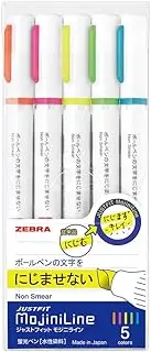 Zebra Highligher Just Fit Mojiniline, blurring proof for ballpoint pen wrinting (5 color set) WKS22-5C