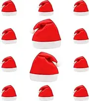 SdeNow Upgrade Large Size Christmas Hat Santa Hat Xmas Holiday Hat for Unisex-Adult Child Santa Hat Red White Felt Hats Christmas Santa Hat,12Pcs