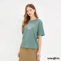 在飛比找momo購物網優惠-【Hang Ten】女裝-舒爽棉吸濕快乾短版印花短袖T恤(淺
