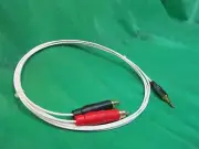 20 FT SILVER PLATED 3.55 MM 1/8" to DUAL RCA AUX AUDIOPHILE INTERCONNECT CABLE.