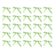 100Pcs Small Twist Tie Bows 3.5" Mini Fabric Satin Ribbon Bows Light Green