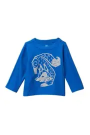 Tea Collection 3-6M Blue Long Sleeve Cree Fox Blueberry T-Shirt Tee Cotton