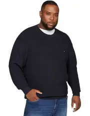 [Tommy Hilfiger] Big & Tall Structure Crew Neck Sweater in Navy