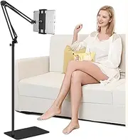 Tablet Floor Stand with Heavy Duty Base【Ultra Sturdy】, Overhead Bed iPad Stand Angle Height Adjustable, Compatible with iPad Mini Air Pro 12.9, Galaxy Tab, Kindle,E-Readers Cell Phones (4.5''-13'')