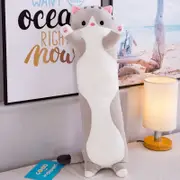 Super Cute Soft Cat Long Shape Plush Toy Pillow Cushion 90cm 110cm 130cm Grey