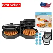 Compact Electric Waffle Maker - 2 at a Time with Easy-to-Clean Nonstick Surface