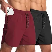 [Y YERFONE] Mens 2 Pack Gym Workout Shorts 5 Inch Athletic Shorts Sport Quick Dry Running Shorts with Pockets