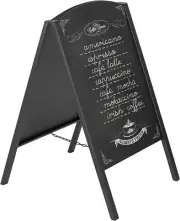 Black Metal Large A-Frame Erasable Decorative Chalkboard Signage/Menu Board
