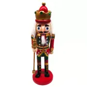 20CM CHRISTMAS WOODEN PAINTED NUTCRACKER SOLDIER RED TRADITIONAL DECORATION