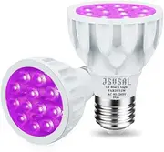 JSVSAL LED Blacklight Bulbs Dimmable,PAR20 E27 Base,12W AC 85-265V,UVA Level 395-400nm,Black Light Glow in The Dark for Blacklight Party,Body Paint, Stage Lighting,Fluorescent Poster,2-Pack