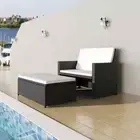 Outdoor Sofa Bed With Cushions Poly Rattan Modular Garden Lounge Furniture 2 Pcs