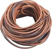 CDY 3mm Wide Flat Genuine Leather Strip Cord 6Yards Braiding String Very Suitable for Jewelry Making, Leather Shoe Lace, Garden Tools，Toys，Woven Bags，DIY Crafts Projects (Dark Brown 6Yards)
