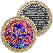 2 Mouth Violet Flower Sobriety Coin Gifts Set | Silver AA Medallion with Coin Capsule | Anniversary Token for Men & Women in Recovery | AA Sobriety Gifts Medallion for Month & Year Milestones