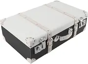 [Pyhodi] Large Capacity Wood Decorative Suitcases with Exquisite Handle, Metal Vintage, and Exquisite Corner Guard, for Family, Traveling, or Going Out (White Black)