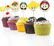 Confetti! 12Pcs Mario Happy Birthday Cupcake Toppers Decorations for Mario-Theme Kid Birthday Party Supplies Decor