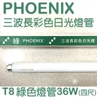 在飛比找PChome24h購物優惠-PHOENIX 鳳凰三波長彩色日光燈 (綠光) T8四尺直管