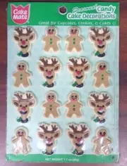 Cake Mate Christmas Seasonal Candy Cake Decorations Gingerbread Man Rudolph.