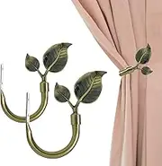 HEYIHUI Curtain Holdbacks, Decorative Curtain Hooks for Drapes, Bronze Metal Wall Mounted Curtain Holders for Drapery Tiebacks Set of 2 (A)