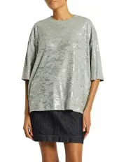 [Sass & Bide] Glaze Logo Tee in Grey Marle With Silver Foil