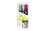6pc Tombow Dual Brush Fine Pen Marker Water-Based Sketching Drawing Set Tropical