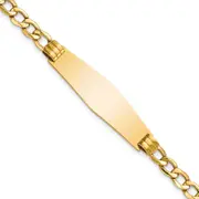 7 Inch 14K Polished Semi-Solid Soft Diamond Shape Cuban Id Bracelet